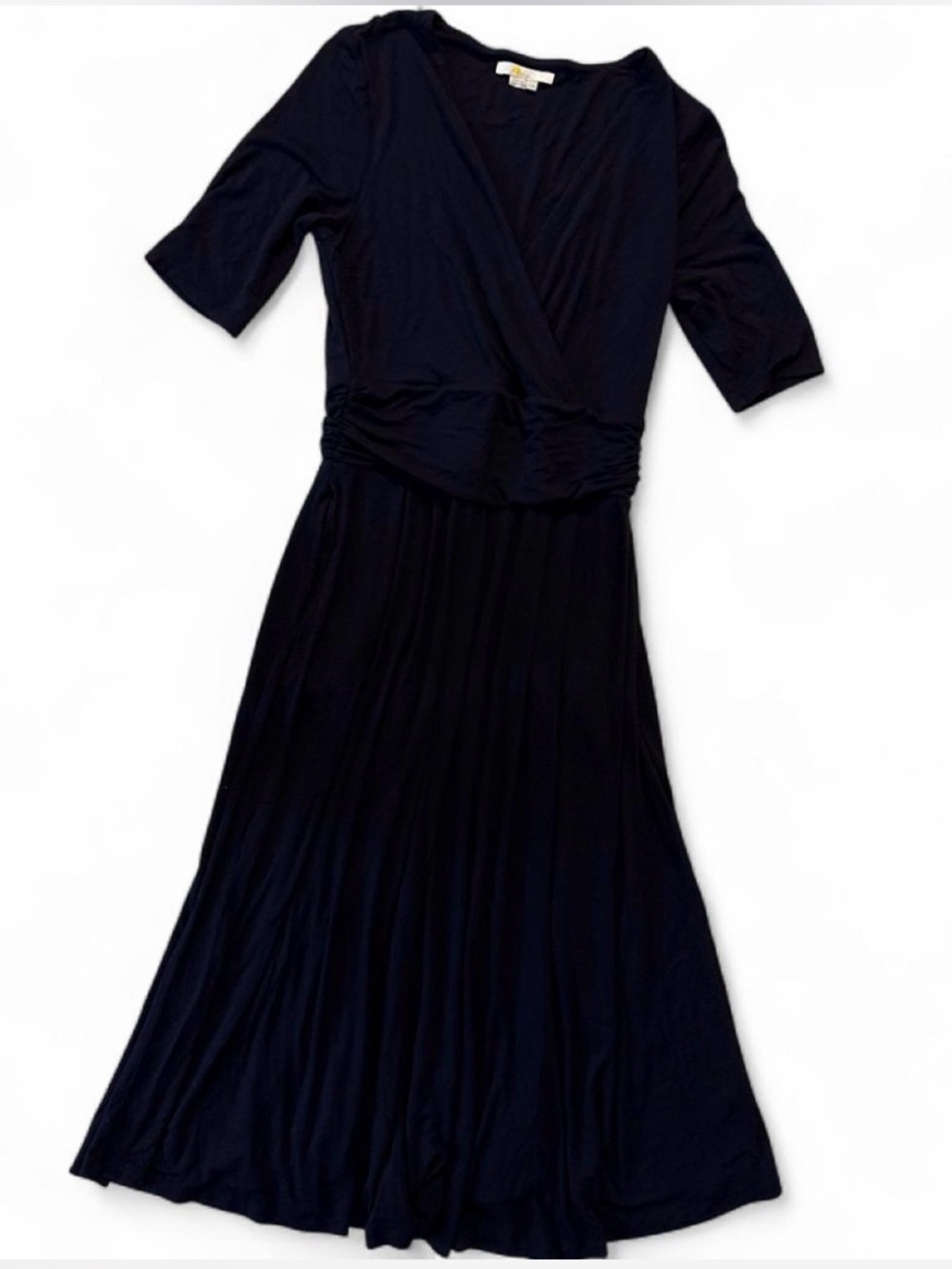 Navy Wrap-Style Women’s Dress - Classic V-Neck Maxi